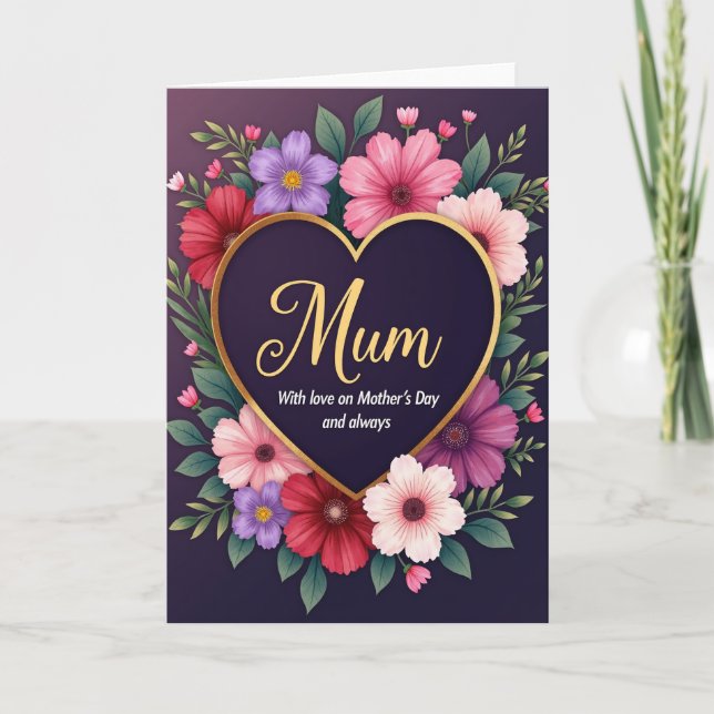 Mums Heartfelt Flowers Love Card (Front)