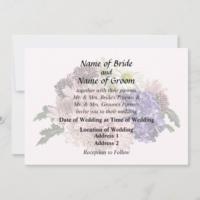 Mums, Hydrangea and Daisies Invitation (Front)