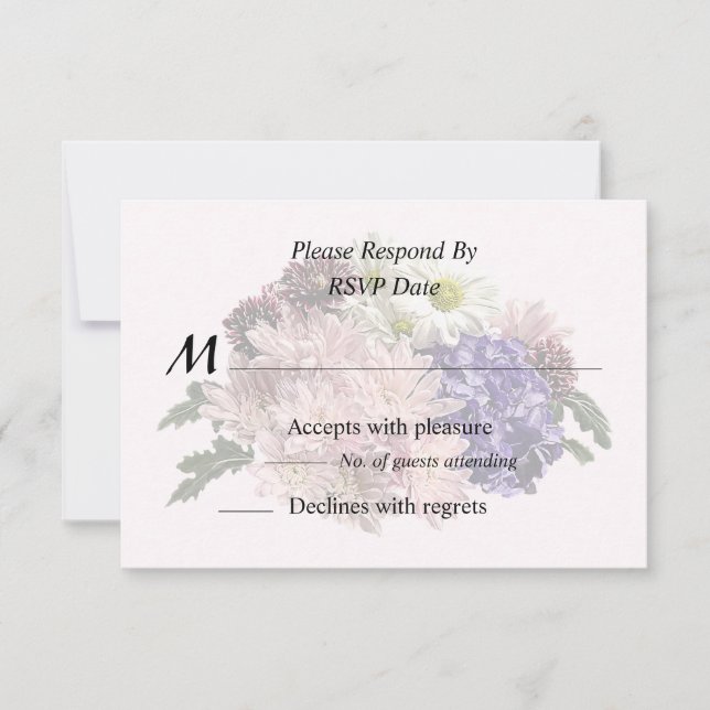 Mums, Hydrangea and Daisies RSVP Card (Front)