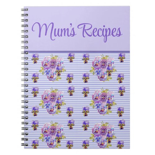 Mums Recipes Viola Purple Lilac Floral Flower Notebook