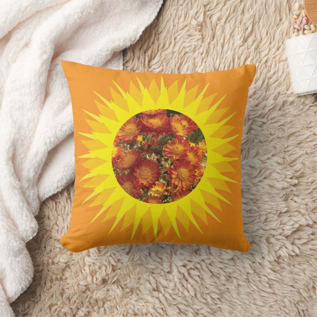 Mums_Sun_Clip Mask Throw Pillow (Blanket)