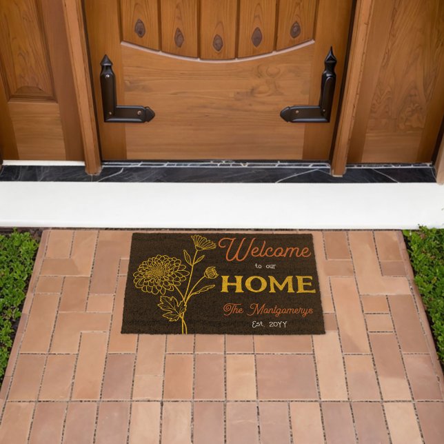 Mums Welcome To Our Home - Family Name | Date Fiber Doormat (Insitu (Outdoor))