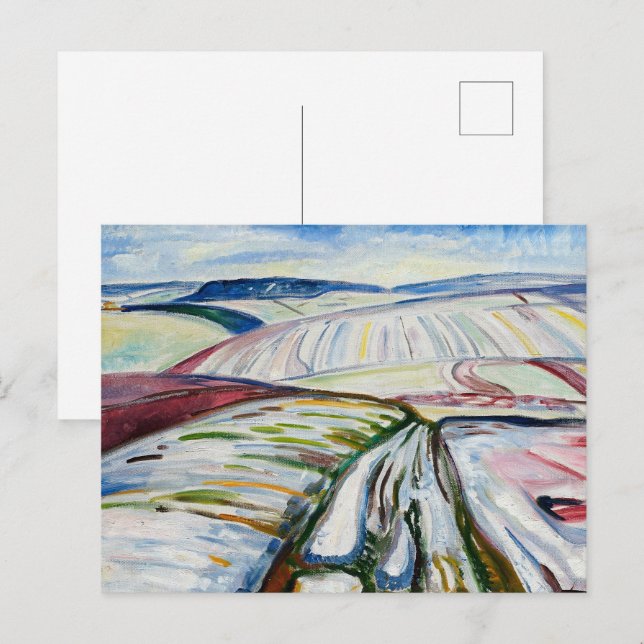 Munch Expressionist Winter Field Snow Art Postcard (Front/Back)