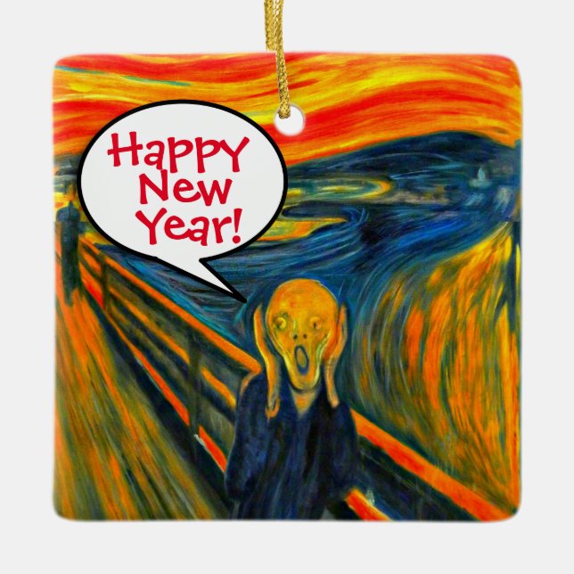 Munch The Scream New Year Ceramic Ornament (Front)