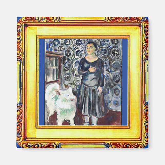 Munch, Woman and a White Dog Magnet (Front)