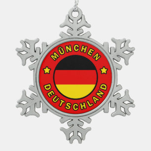 München Deutschland Snowflake Pewter Christmas Ornament