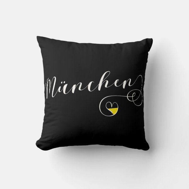 München Heart Throw Pillow,  Munich Bavaria Pillow (Front)