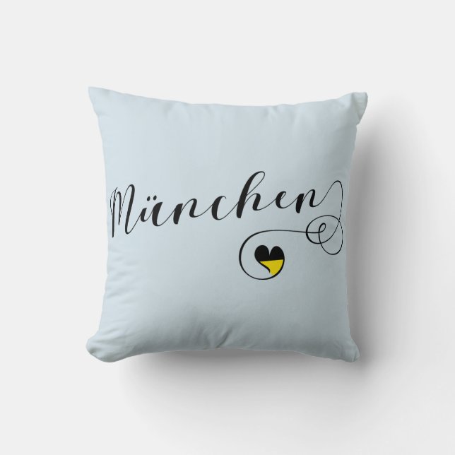 München Heart Throw Pillow,  Munich Bavaria Pillow (Front)