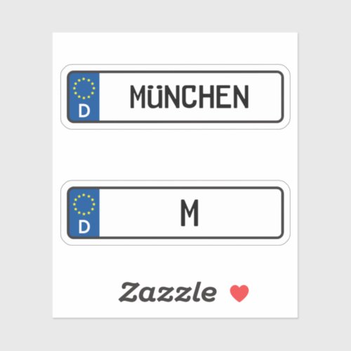 Munchen kennzeichen German Car License Plate Sticker