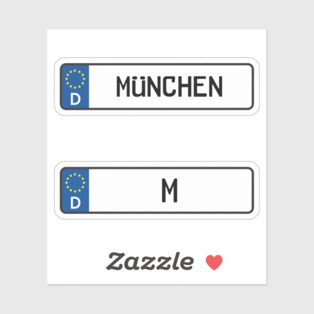 Munchen kennzeichen, German Car License Plate Sticker (Sheet)