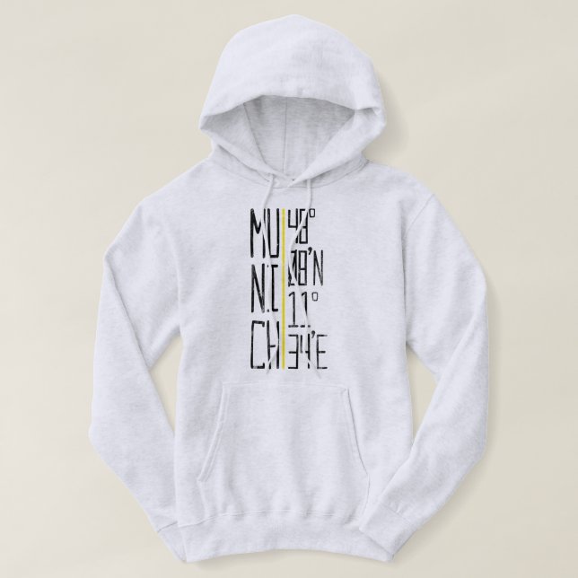 München Munich Coordinates Hoodie, Germany Hoodie (Design Front)