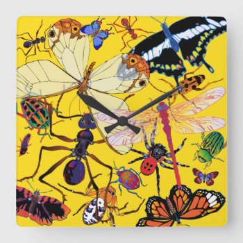 'munchies' Square Wall Clock by GwenDesign at Zazzle