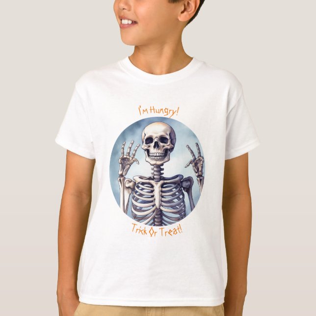 Munchin' Skeleton Halloween Tee for Kids! (Front)