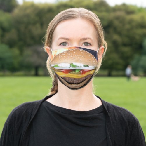 Munching a Burger Funny Adult Cloth Face Mask