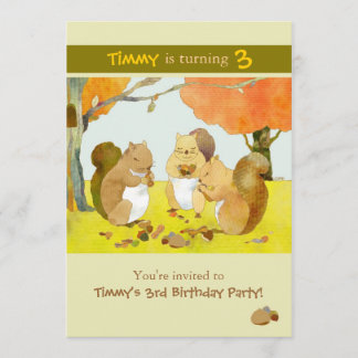 Munching Squirrels Kids Birthday Party Invitation