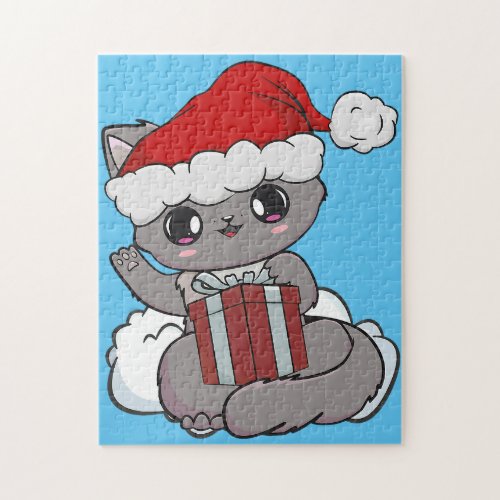 munchkin cat christmas day kitten cute kawaii anim jigsaw puzzle