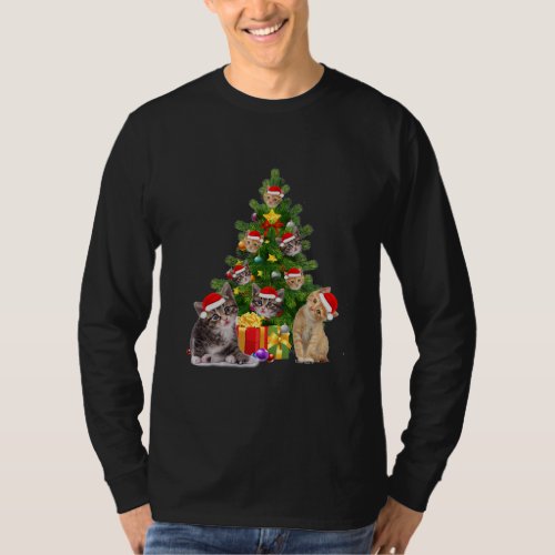 Munchkin Cat Christmas Tree Men Women Funny  T_Shirt