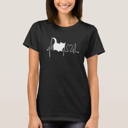 Munchkin Cat Heartbeat Ekg  I Love My Munchkin Cat T_Shirt