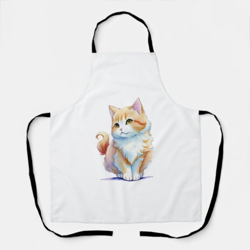 Munchkin Cat is Sitting and Smiling Classic T_Shir Apron