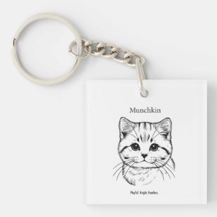 Munchkin Cat Portrait Keychain