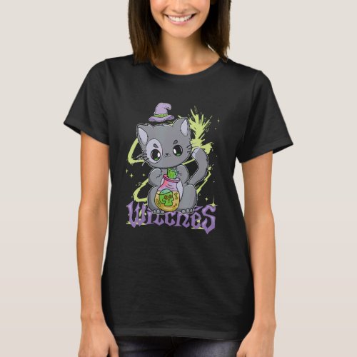 Munchkin Cat With Magic Potion For Witchcore Witch T_Shirt