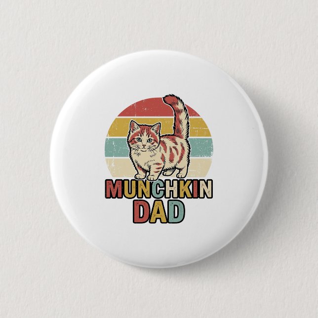 Munchkin Dad Retro Cat Lover Vector Shirt Design_1 Button (Front)