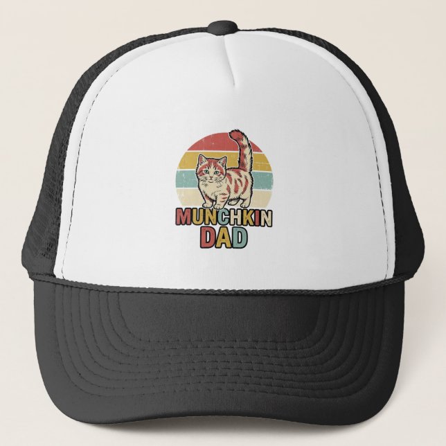 Munchkin Dad Retro Cat Lover Vector Shirt Design_1 Trucker Hat (Front)