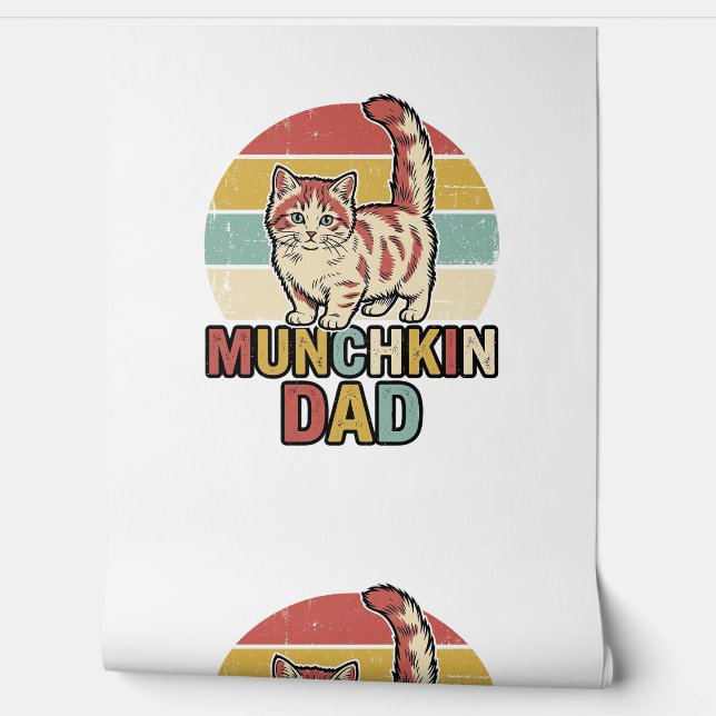 Munchkin Dad Retro Cat Lover Vector Shirt Design_1 Wallpaper (Unrolling)