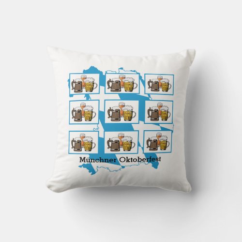 Mnchner OKTOBERFEST Bayern Map Beers Cartoon Throw Pillow