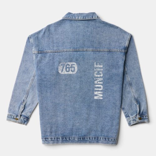 Muncie Indiana 765 Area Code Vintage Retro  Denim Jacket