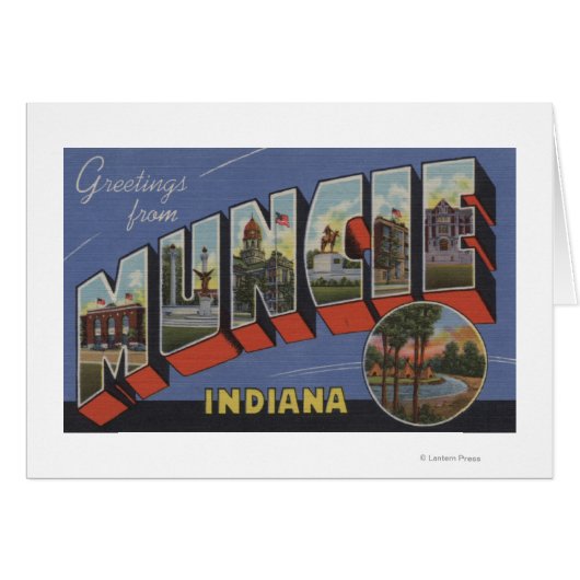 Muncie, Indiana - Large Letter Scenes Cards (Front Horizontal)