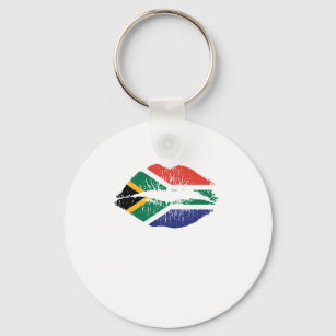 Mund Lippen mit Südafrika Farben Kontinent Keychain