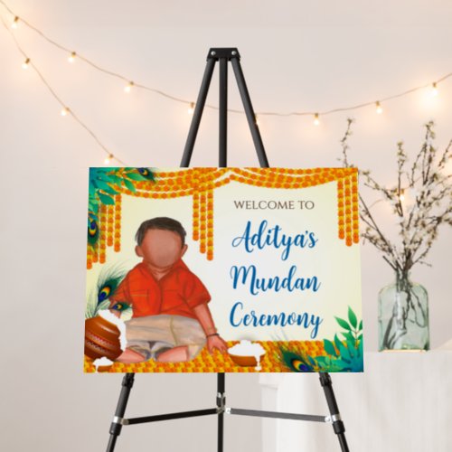 Mundan ceremony welcome sign Indian baby naming