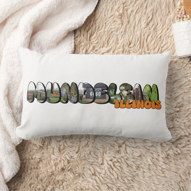 Mundelein Illinois Big Letter Lumbar Pillow (Blanket)