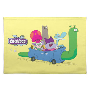 Mung, Chowder, Shnitzel, & Truffles in Snail Car Cloth Placemat