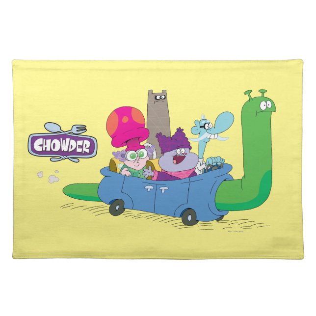 Mung, Chowder, Shnitzel, & Truffles in Snail Car Cloth Placemat (Front)