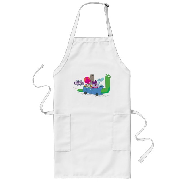Mung, Chowder, Shnitzel, & Truffles in Snail Car Long Apron (Front)