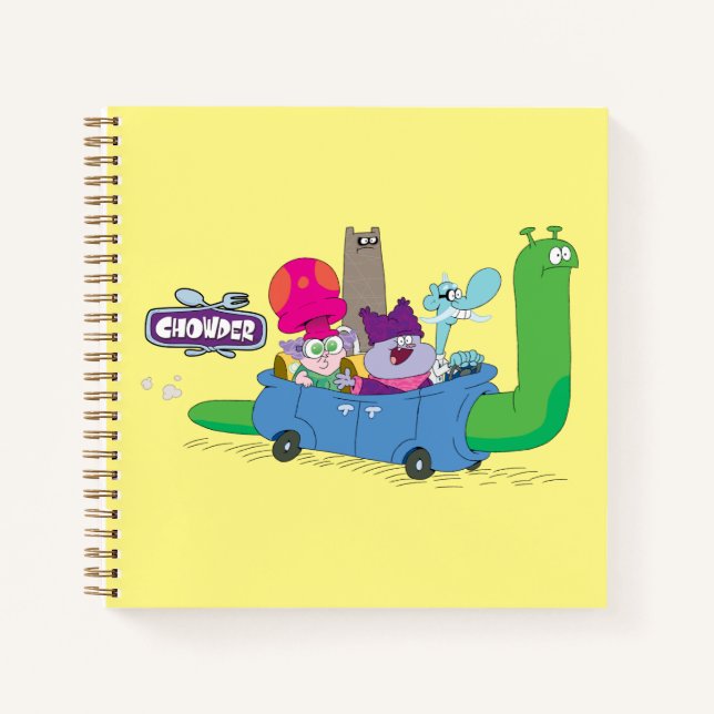 Mung, Chowder, Shnitzel, & Truffles in Snail Car Notebook (Front)