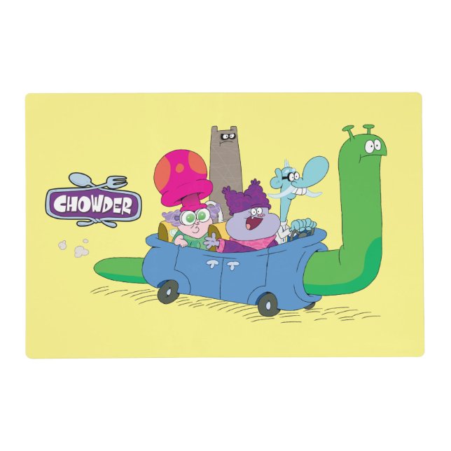 Mung, Chowder, Shnitzel, & Truffles in Snail Car Placemat (Front)