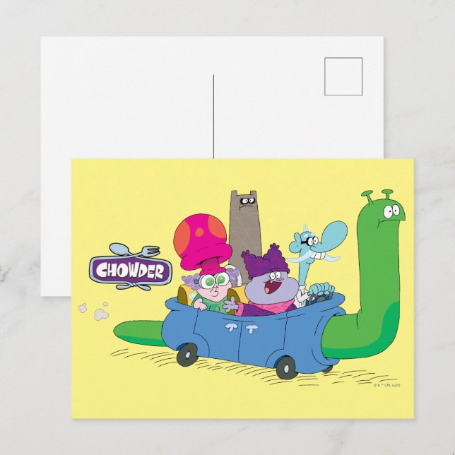 Mung, Chowder, Shnitzel, & Truffles in Snail Car Postcard (Front/Back)