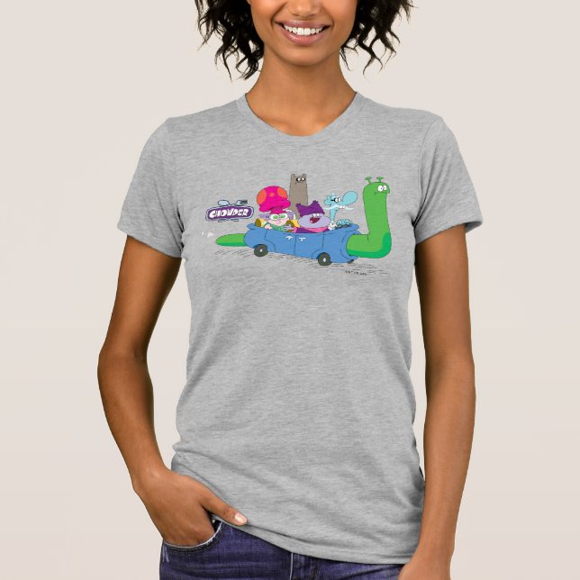 Mung, Chowder, Shnitzel, & Truffles in Snail Car T-Shirt (Front)