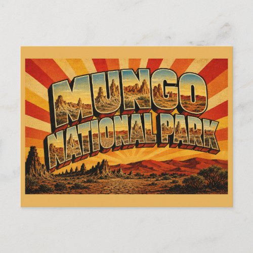 Mungo National Park NSW Outback Vintage Travel Art Postcard