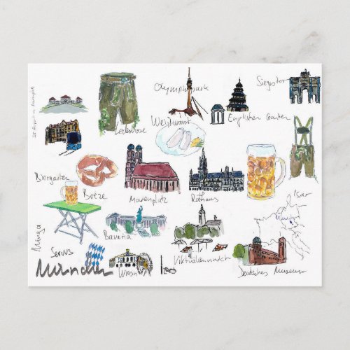 Munich Bavaria landmark map Postcard