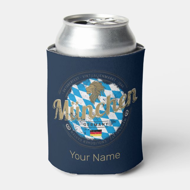 Munich Bavaria Vintage Oktoberfest Germany City Can Cooler (Can Front)