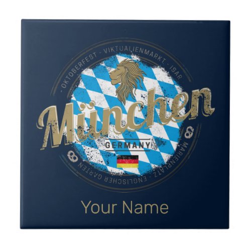 Munich Bavaria Vintage Oktoberfest Germany City Ceramic Tile