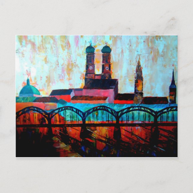 Munich Central Station With Hackerbridge Postcard (Front)