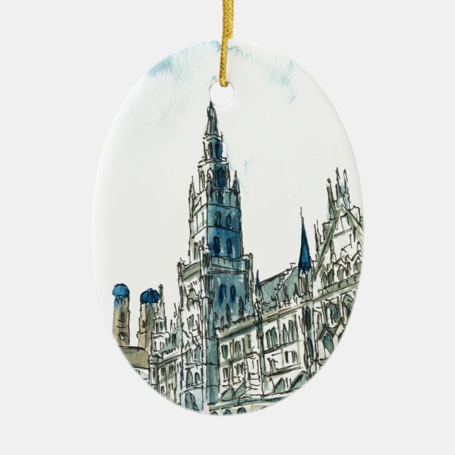 Munich city Hall Marienplatz Ceramic Ornament (Front)