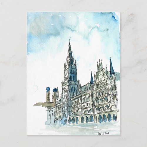 Munich city Hall Marienplatz Postcard