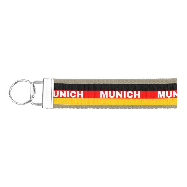 Munich City in German Flag Colors Wrist Keychain (Keys on Left)