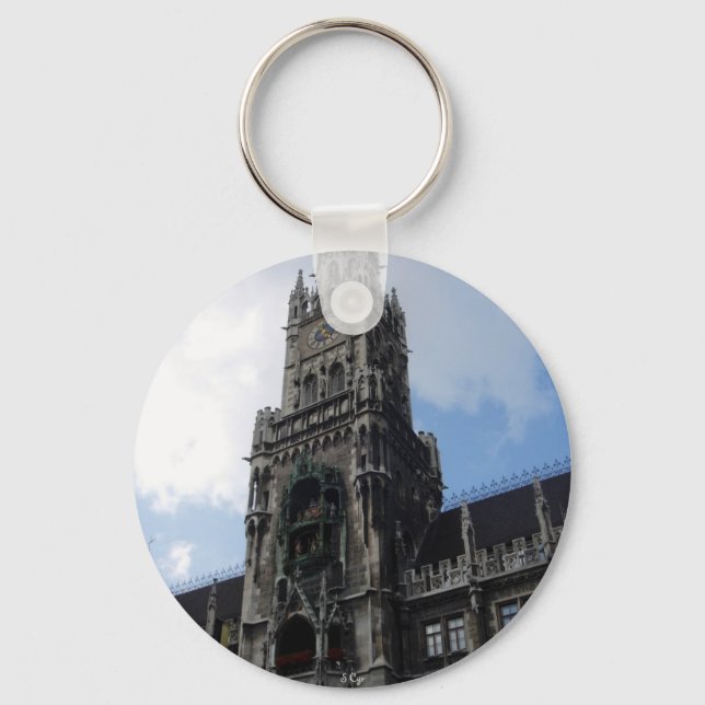 Munich Clock Tower Marienplatz Keychain (Front)